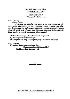 Đề kiểm tra học kỳ II môn Ngữ văn Lớp 7 - Năm học 2013-2014 (Có đáp án)